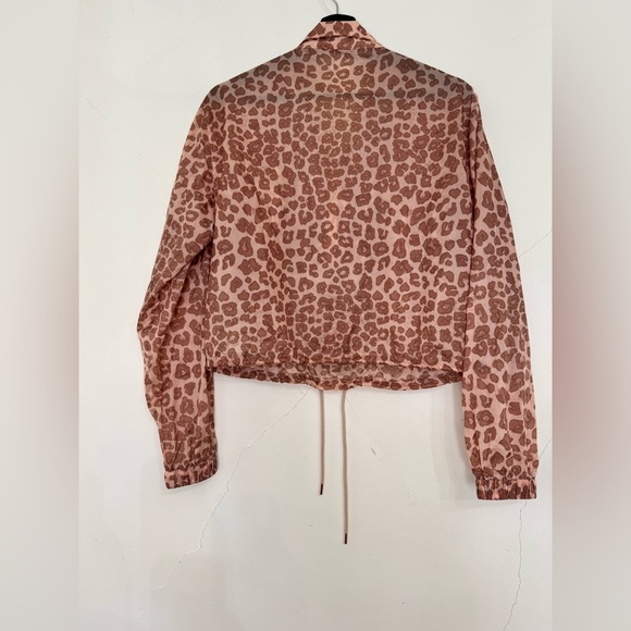 Good American Desert Leopard Lightweight Sheer Quarter Zip Spring Pullover - Picture 2 of 7